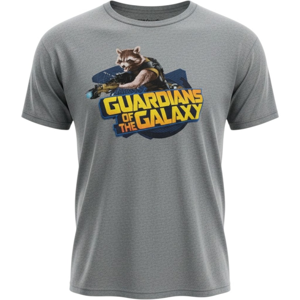 Marvel Guardians of the Galaxy Rocket Raccoon Heather Gray Graphic T-Shirt L
